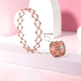 Foldable Bracelet - Expandable Retractable Ring Bracelet for Women - Cubic Zirconia, Flexible Folding Design for Birthday Jewelry Gifts